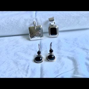 Silpada necklace slides and pair of pierced earrings. All are Sterling silver.
